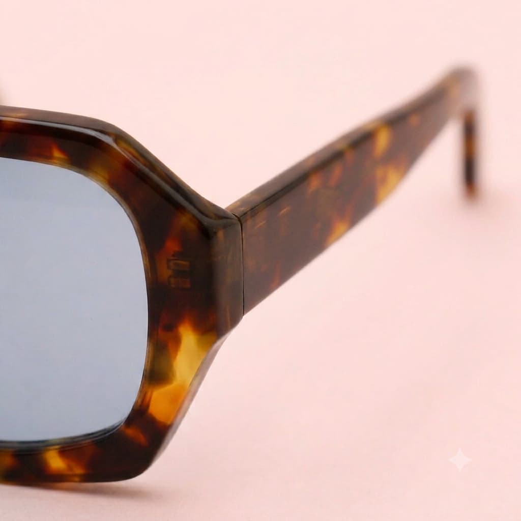 Sunglass Model cala oversize hinge detail view variant amber blue