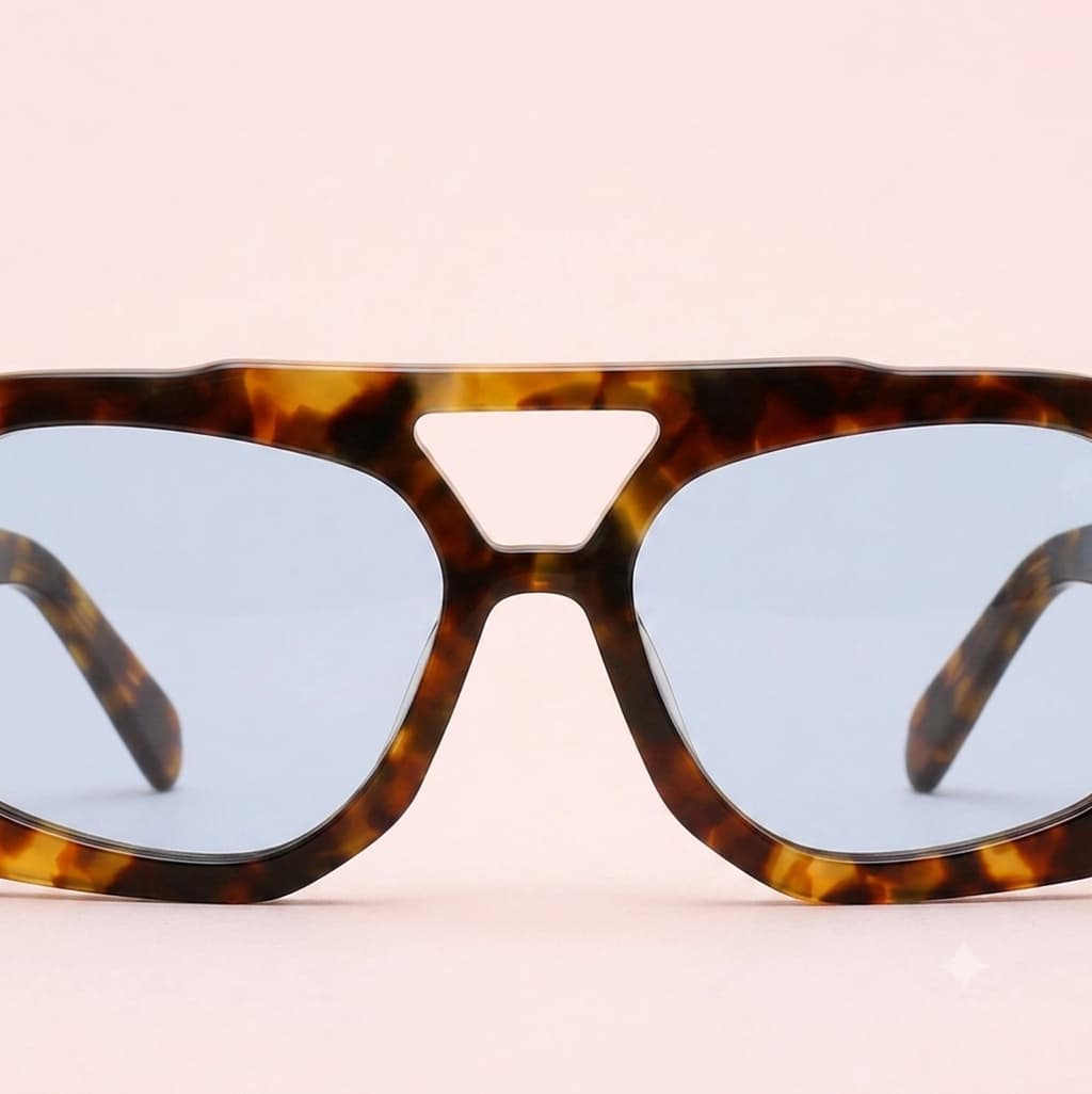Sunglass Model cala oversize bridge detail view variant amber blue
