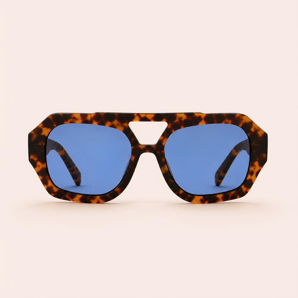 Sunglass Model cala oversize geometrical frontal view variant amber blue