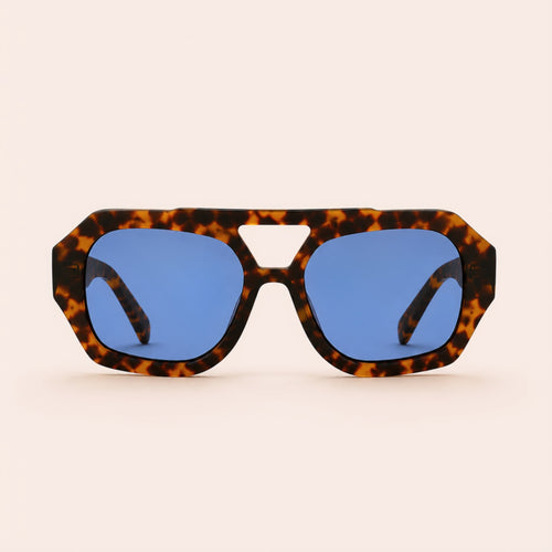 Sunglass Model cala oversize geometrical frontal view variant amber blue