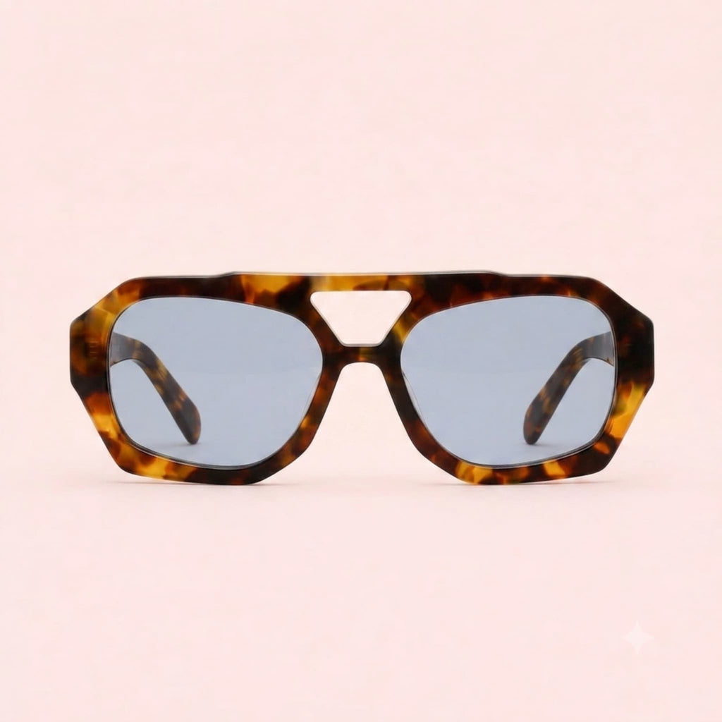 Sunglass Model cala oversize geometrical frontal view variant amber blue