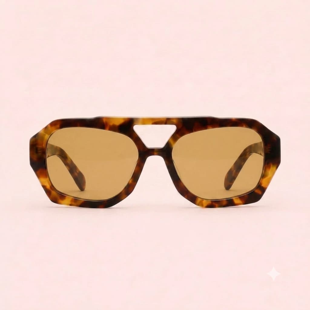 Sunglass Model cala oversize geometrical frontal view variant amber tea